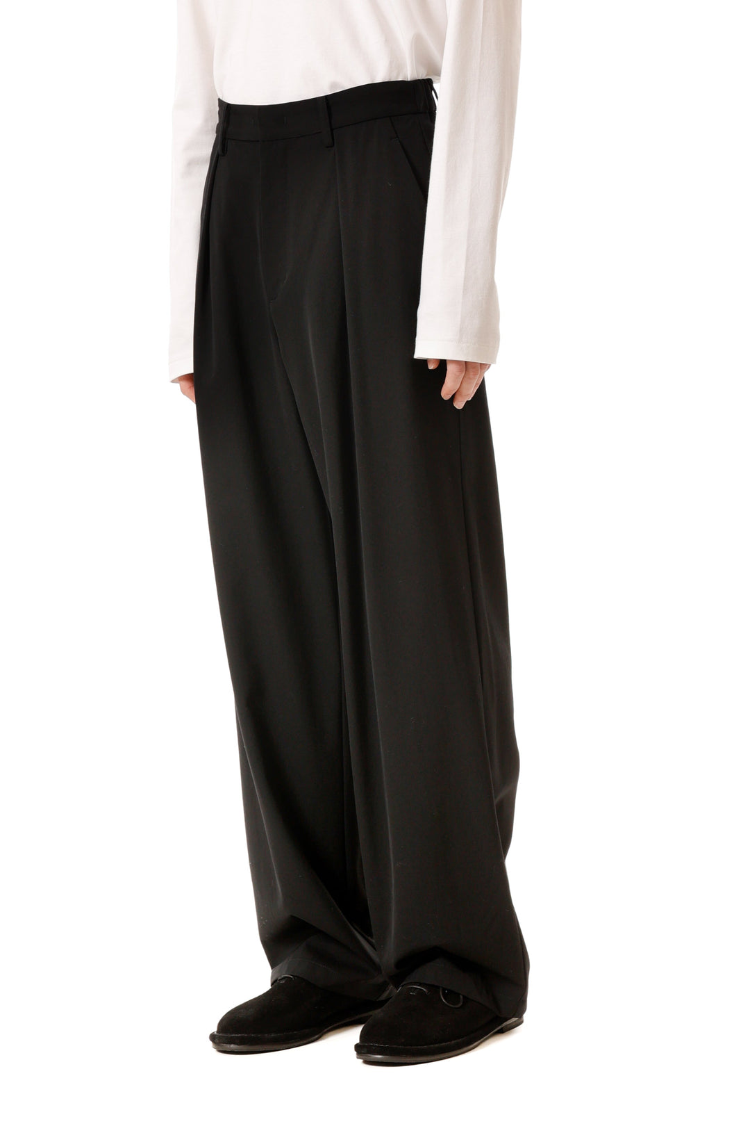 AP52-014 ハイツイストウールギャバジン ワンタックワイドパンツ