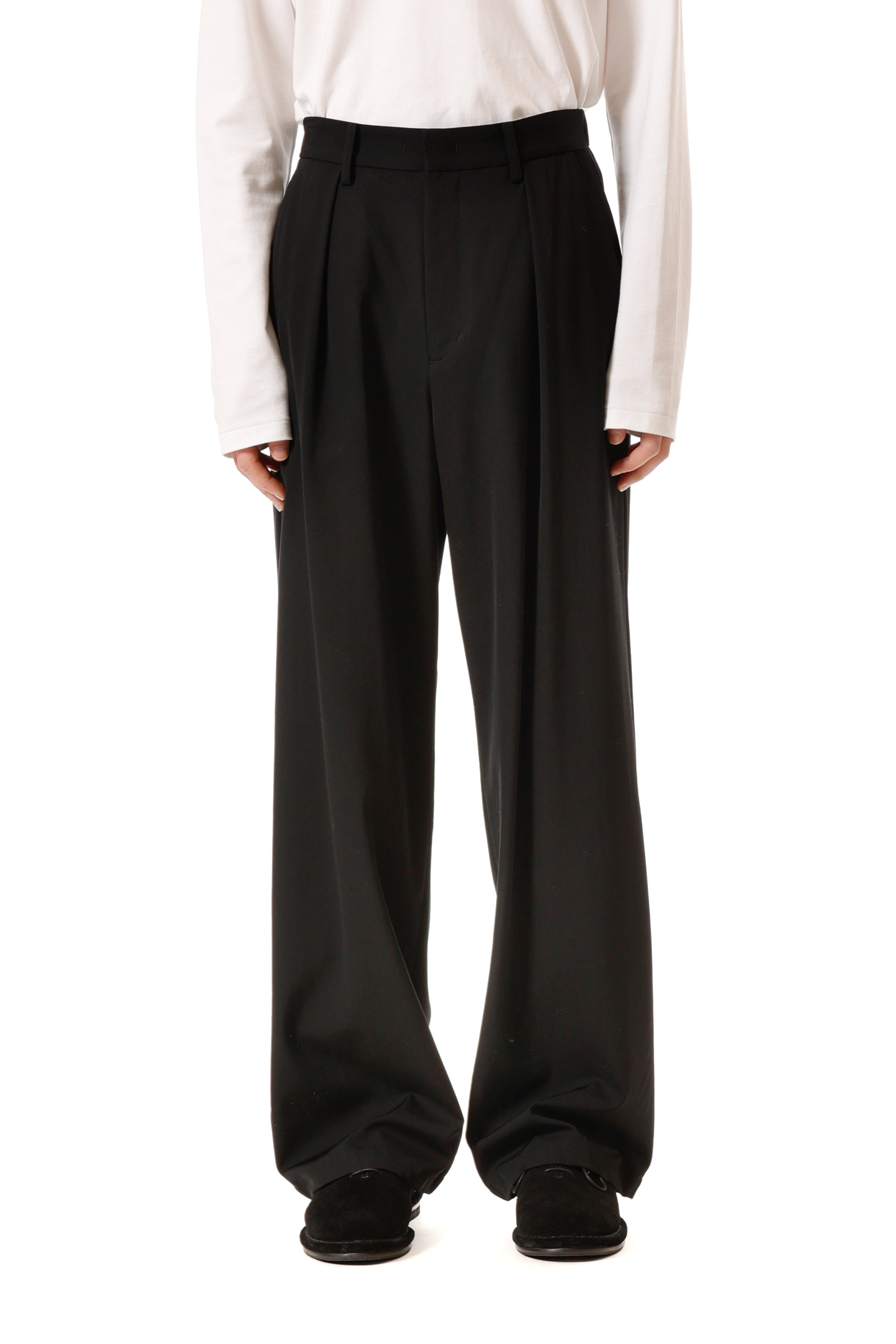 AP52-014 ハイツイストウールギャバジン ワンタックワイドパンツ