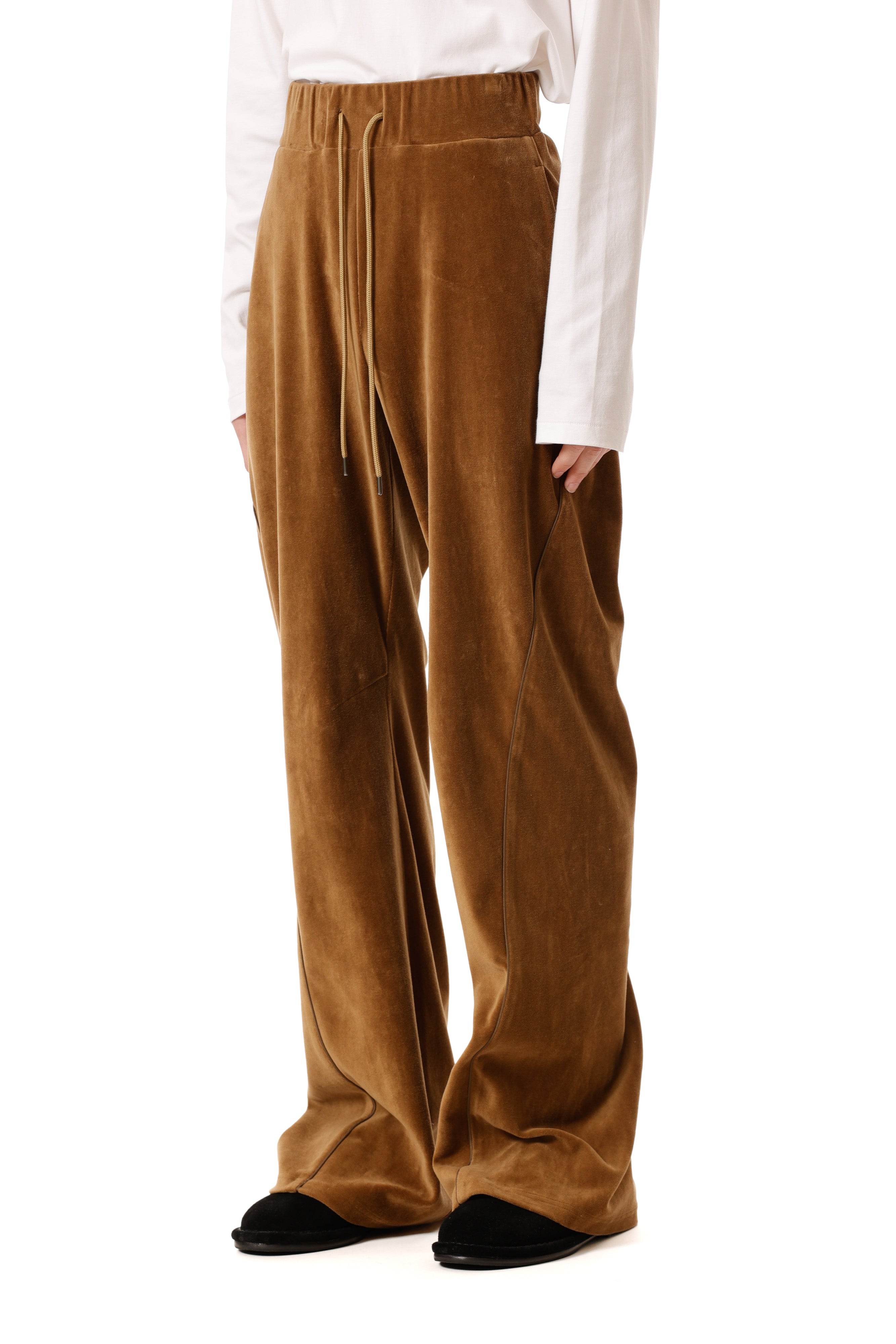 コットン/ポリエステルベロアジャージー 3Dトラックワイドパンツ〔AP52