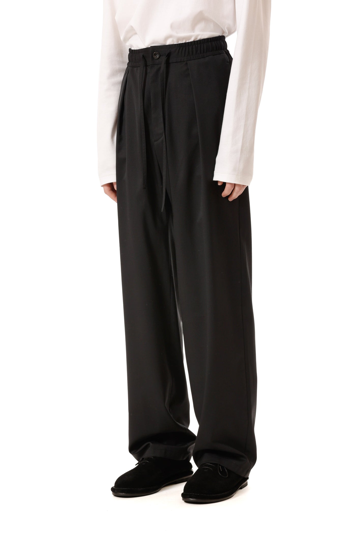 AP52-060 ポリエステル/ウール/シルクギャバジン ワンタックイージーパンツ