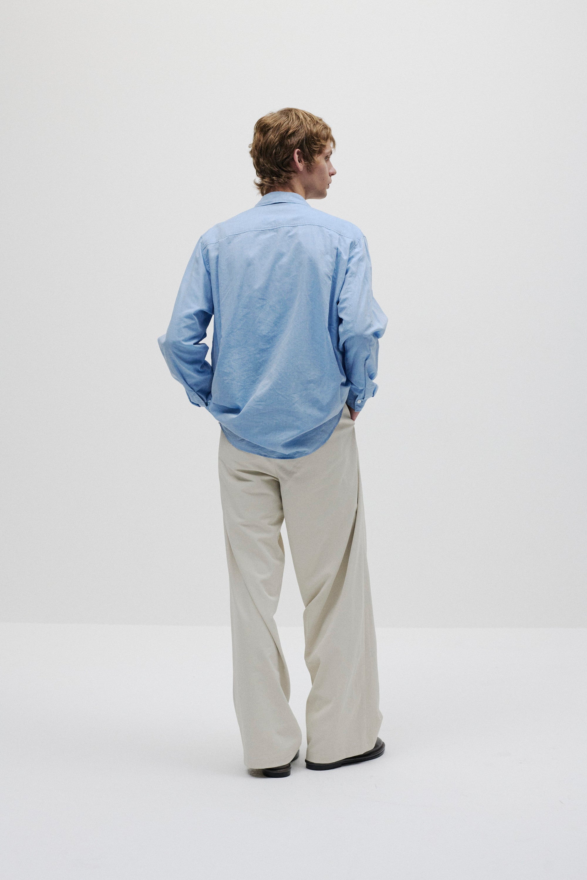 ポリエステル/コットン/リネンドライツイル ワイドパンツ