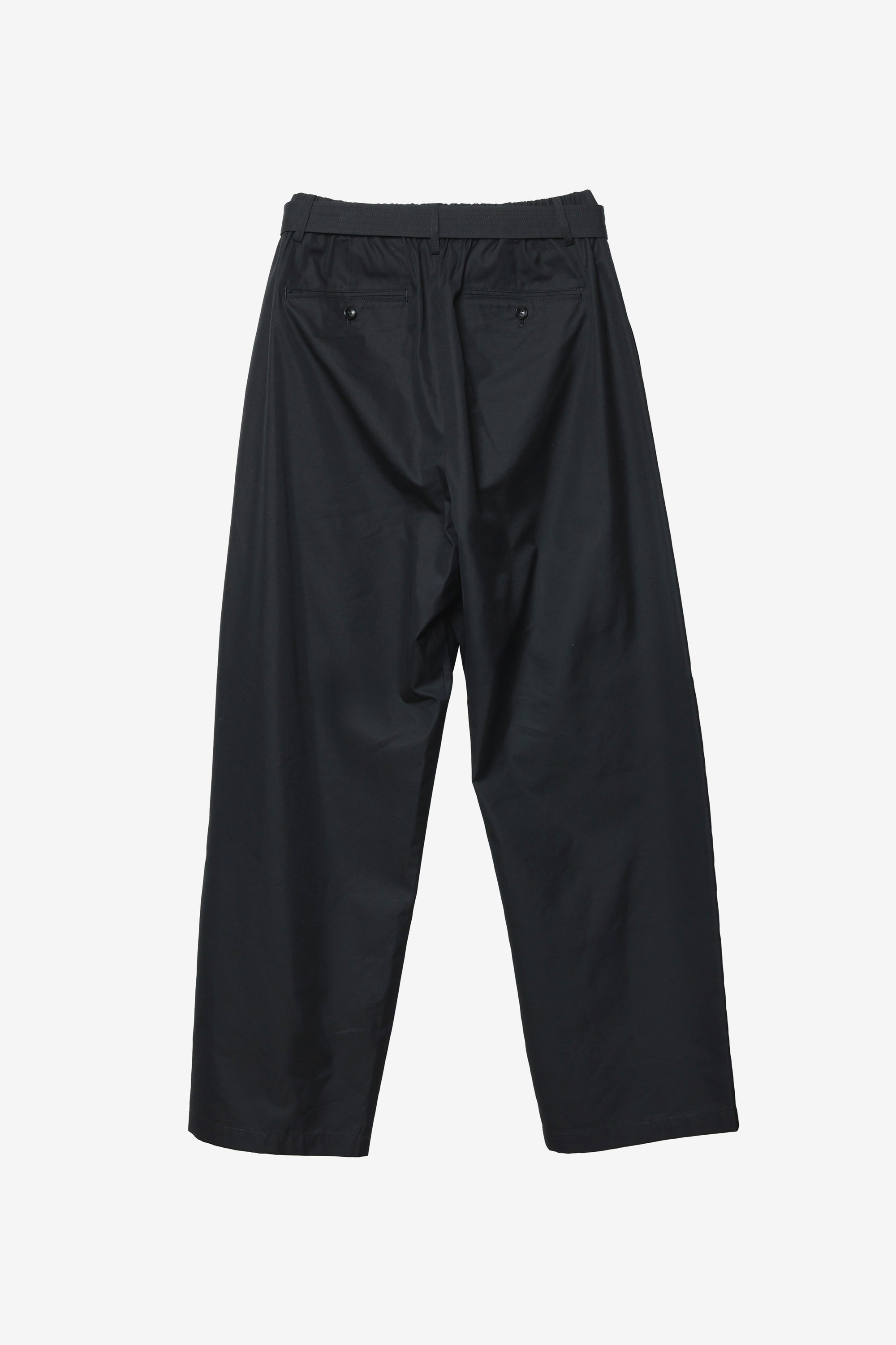 コットン/シルクギャバジン ベルト付き1タックパンツ