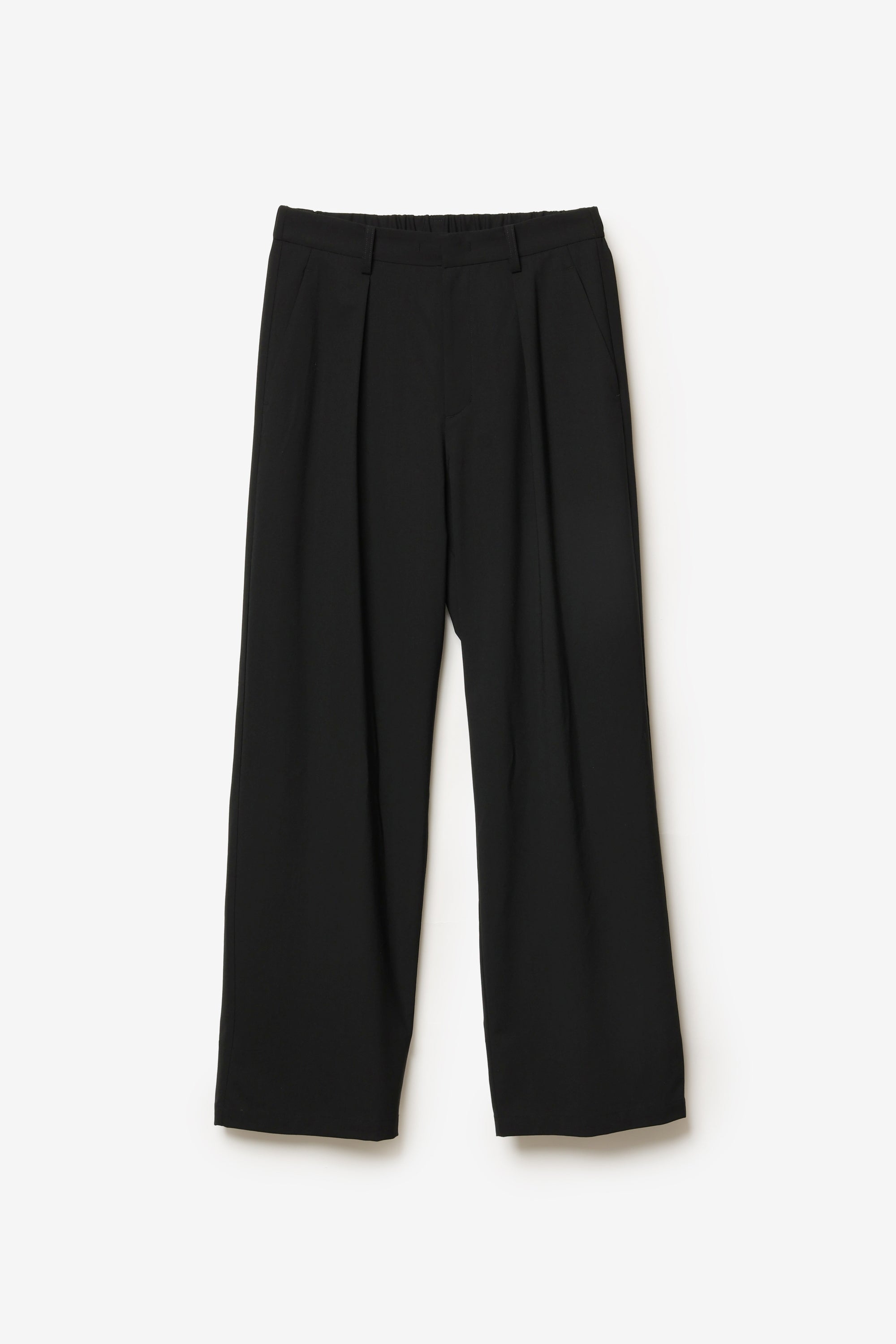 ウール/トリアセテート ストレッチトロ 1タックワイドパンツ