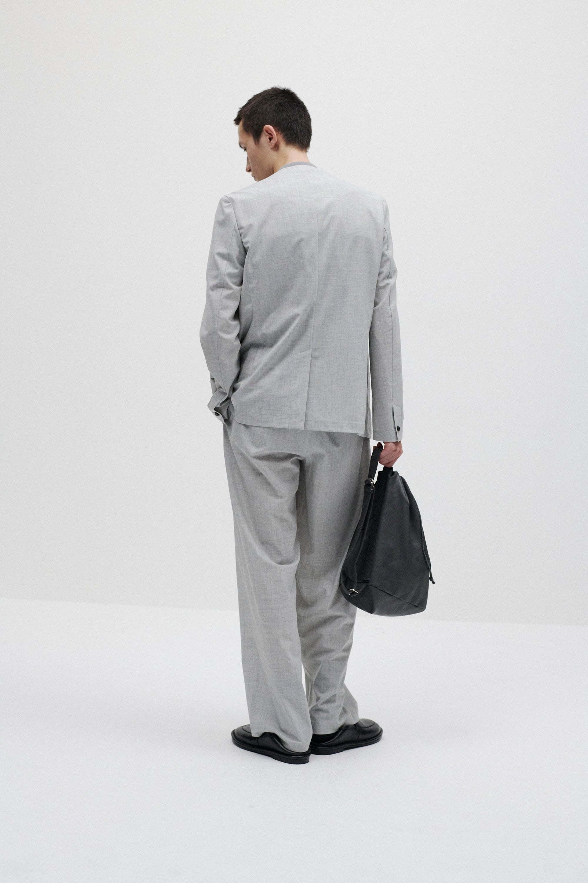 ウール/トリアセテート ストレッチトロ 1タックワイドパンツ