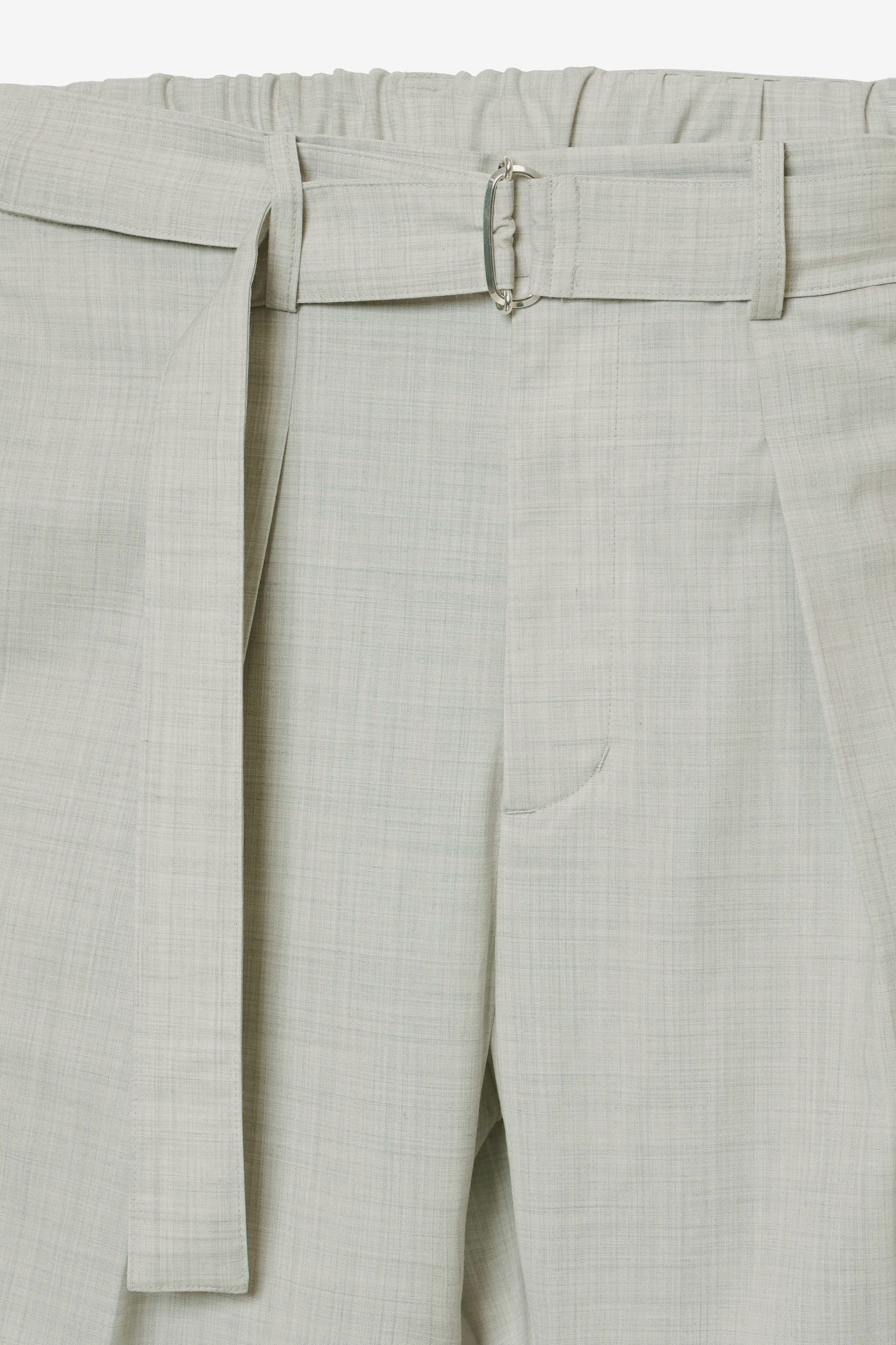 ウール/トリアセテート ストレッチトロ ベルト付きストレートパンツ