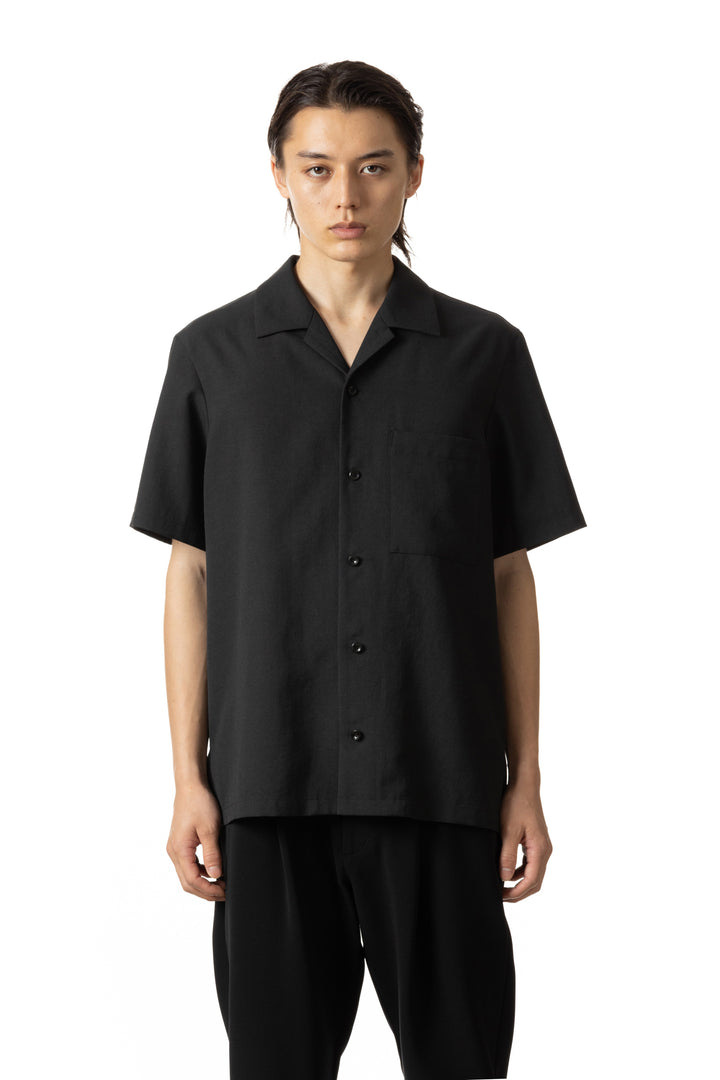 【美品】23SS リネンレーヨンオープンカラーシャツ BLACK BPF01_61_61014401002_1800
