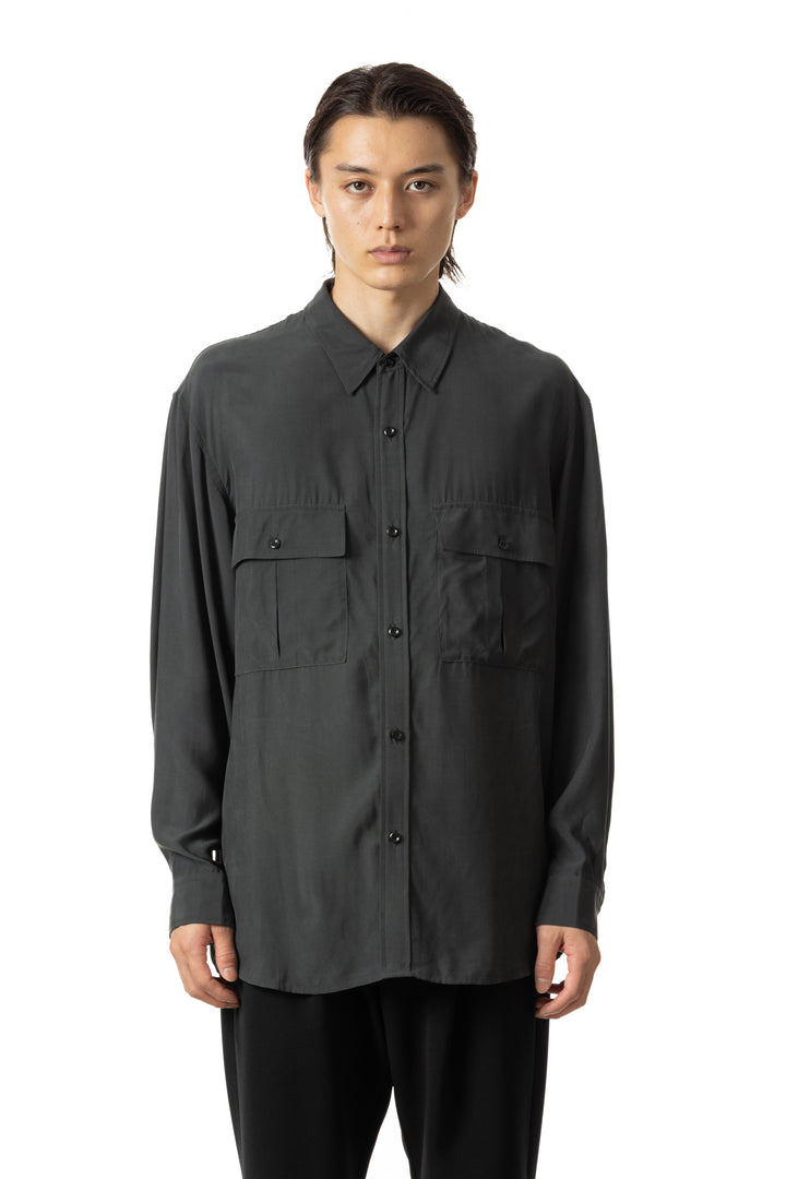 Ground Y キュプラ　シャツ　ジャケット　値下げ済み AS51-034 キュプラ/レーヨンフィブリルタフタ パッチポケットシャツ