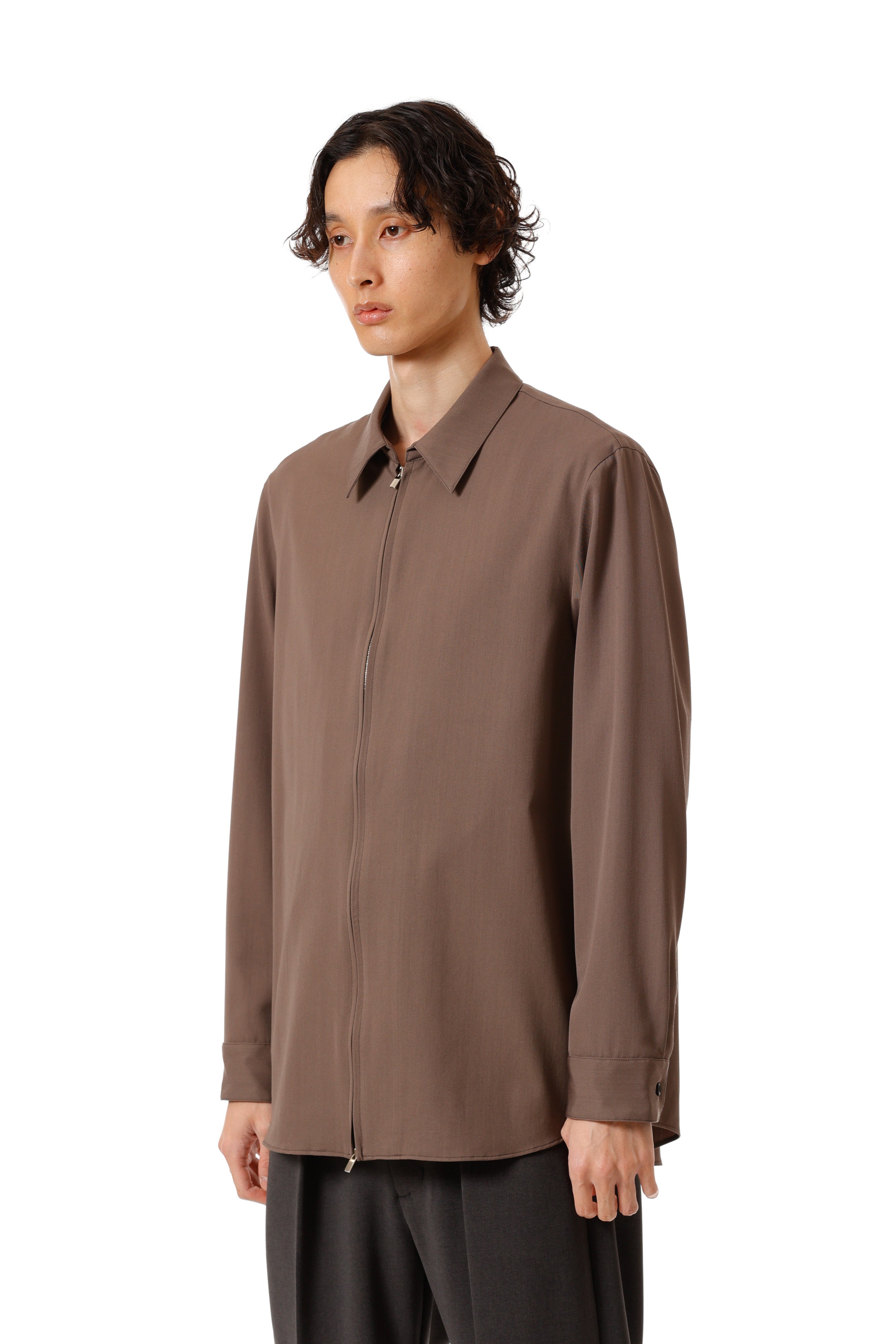 AS52-013 ハイツイストウールギャバジン ジップL/Sシャツ