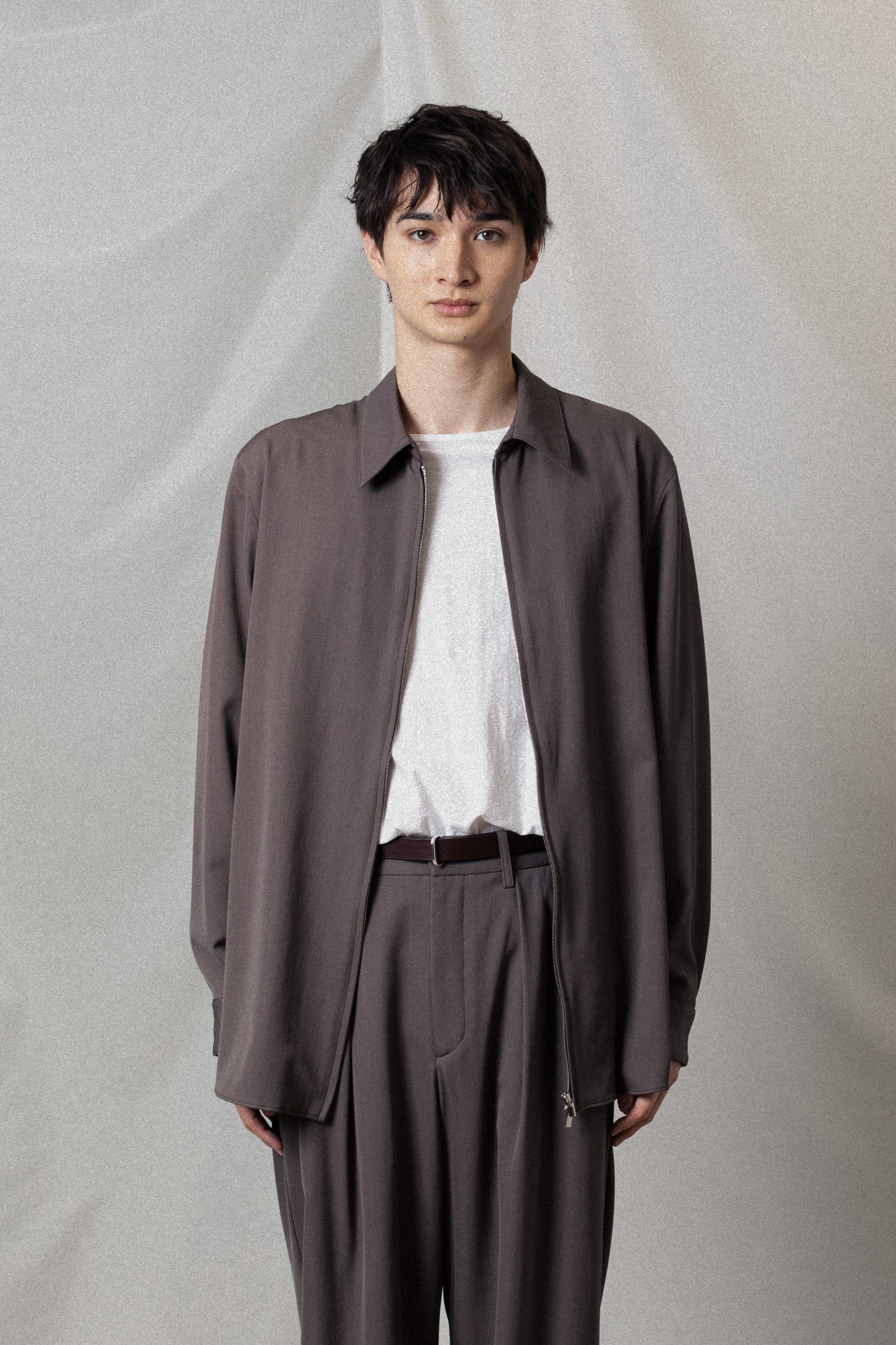 AS52-013 ハイツイストウールギャバジン ジップL/Sシャツ