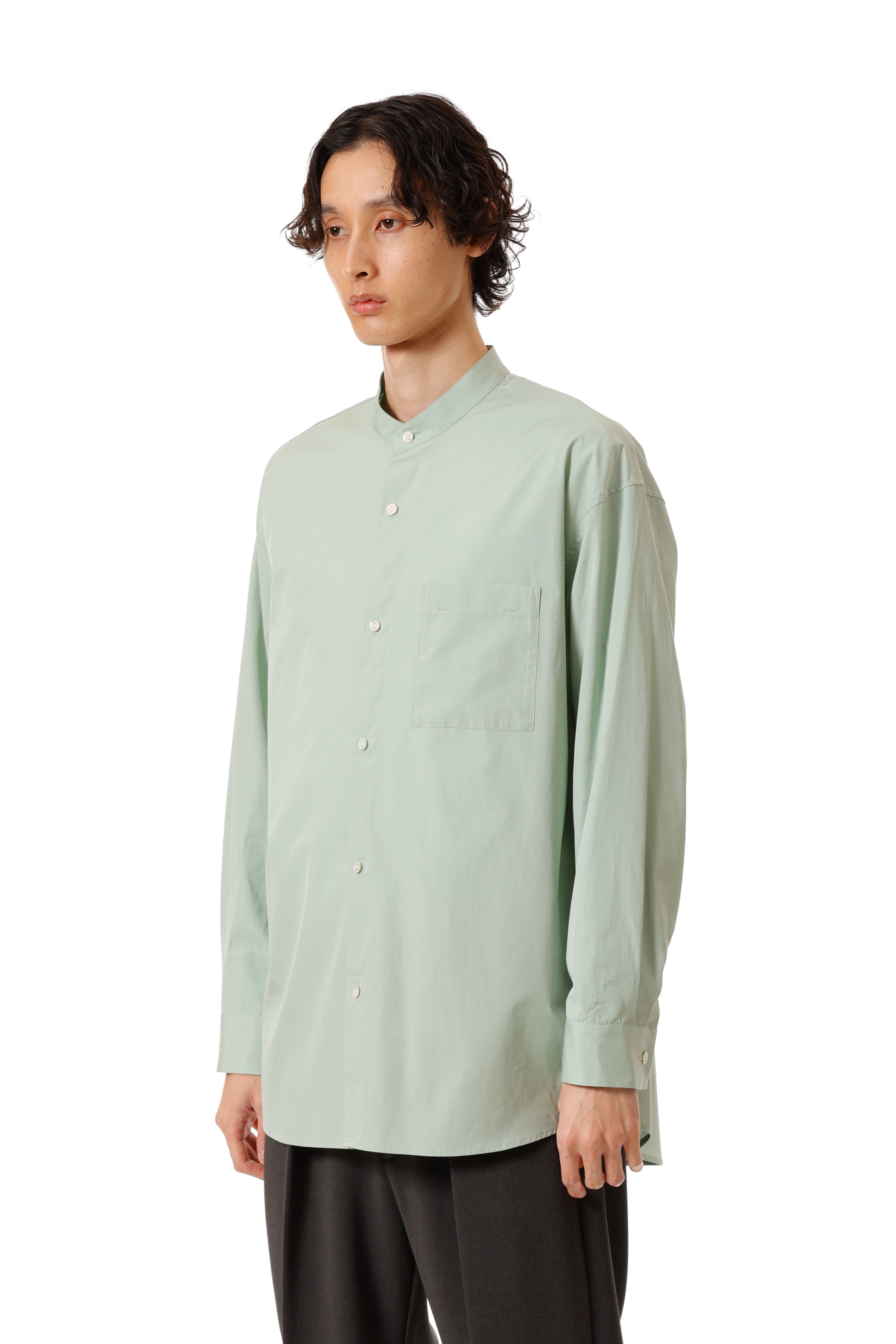 AS52-018 ギザブロード バンドカラーL/Sシャツ