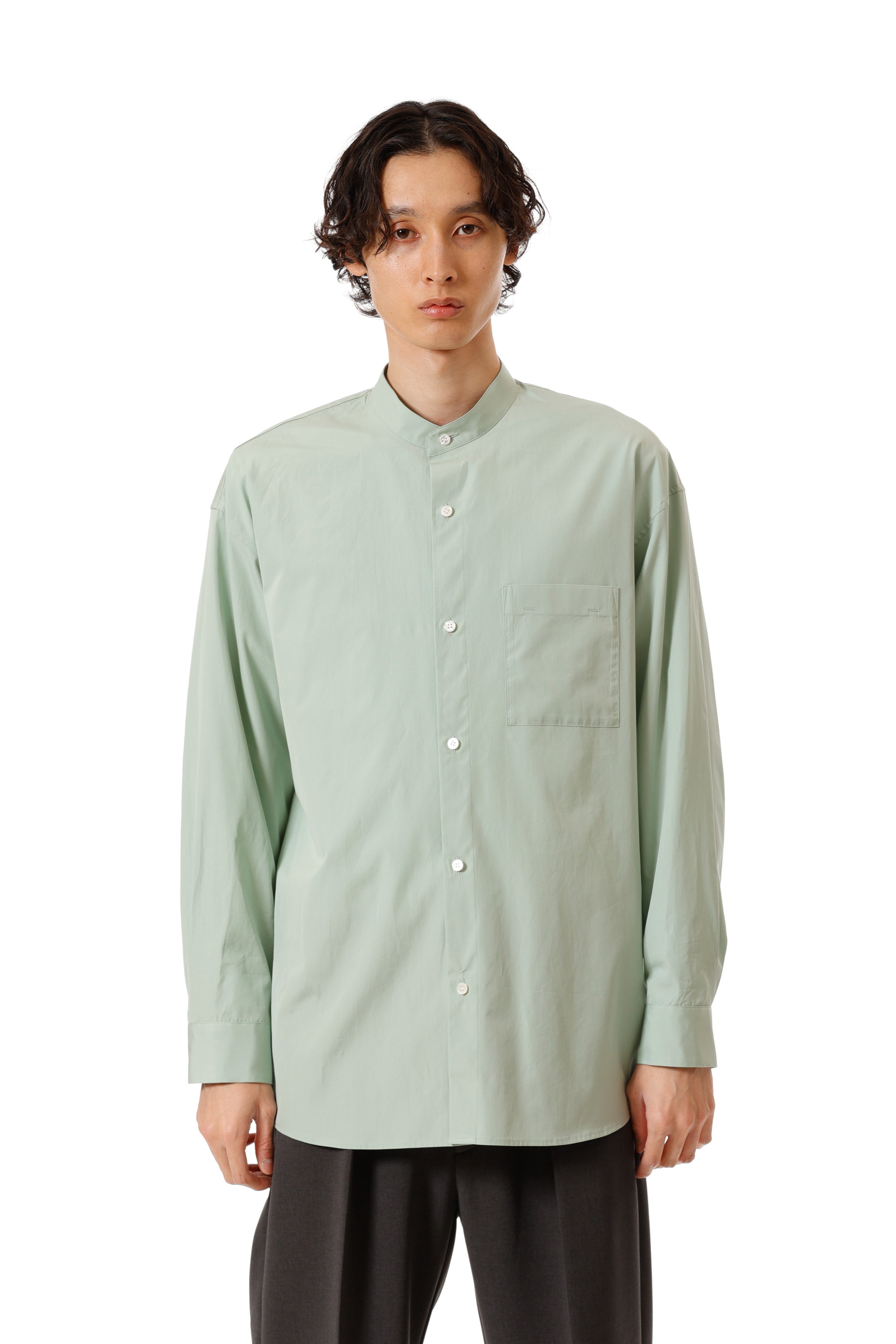 AS52-018 ギザブロード バンドカラーL/Sシャツ