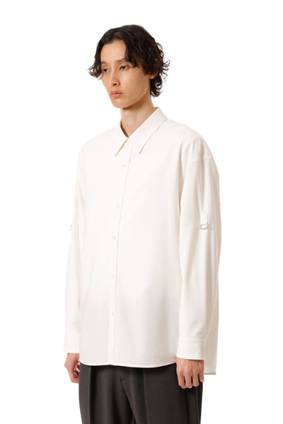 AS52-055 ポリエステル/レーヨンストレッチトロピカル ストラップスリーブ L/Sシャツ