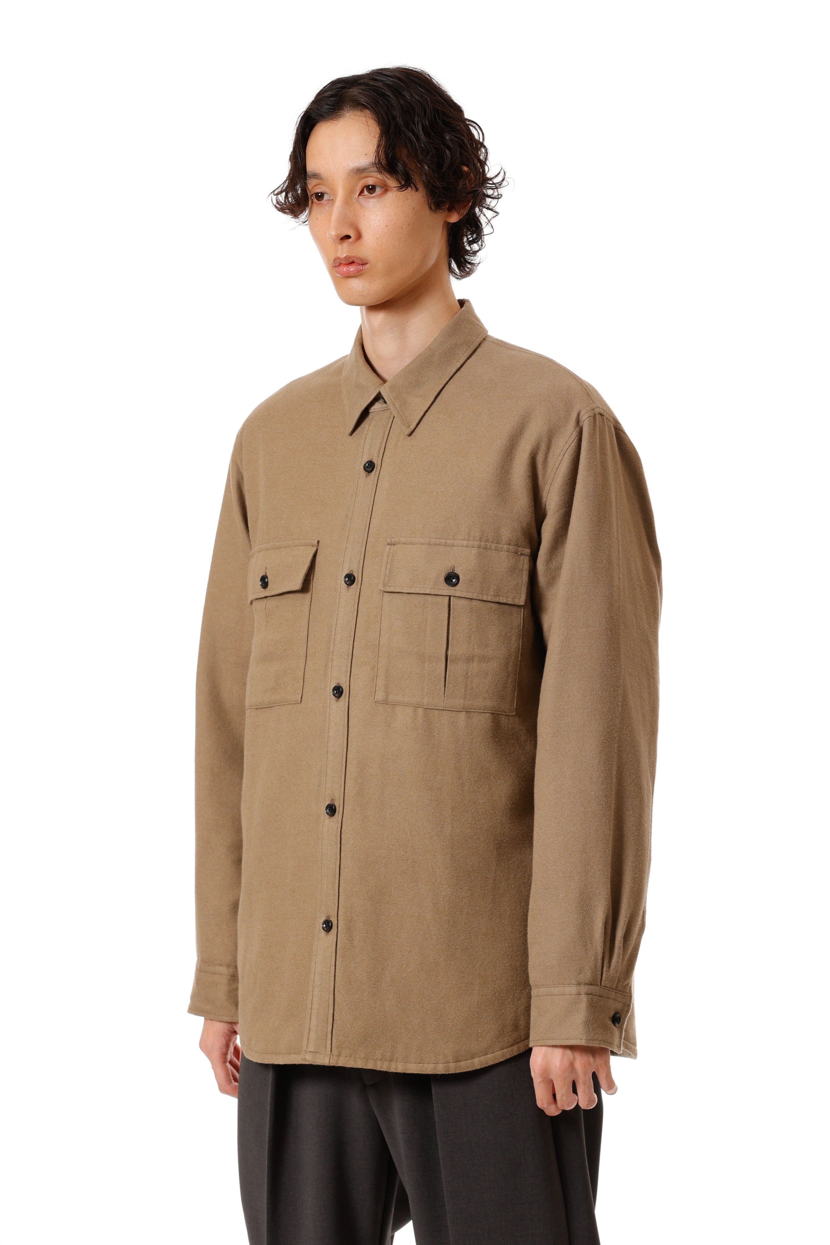 AS52-057 レーヨン/コットン/シルクフランネル パディングL/Sシャツ