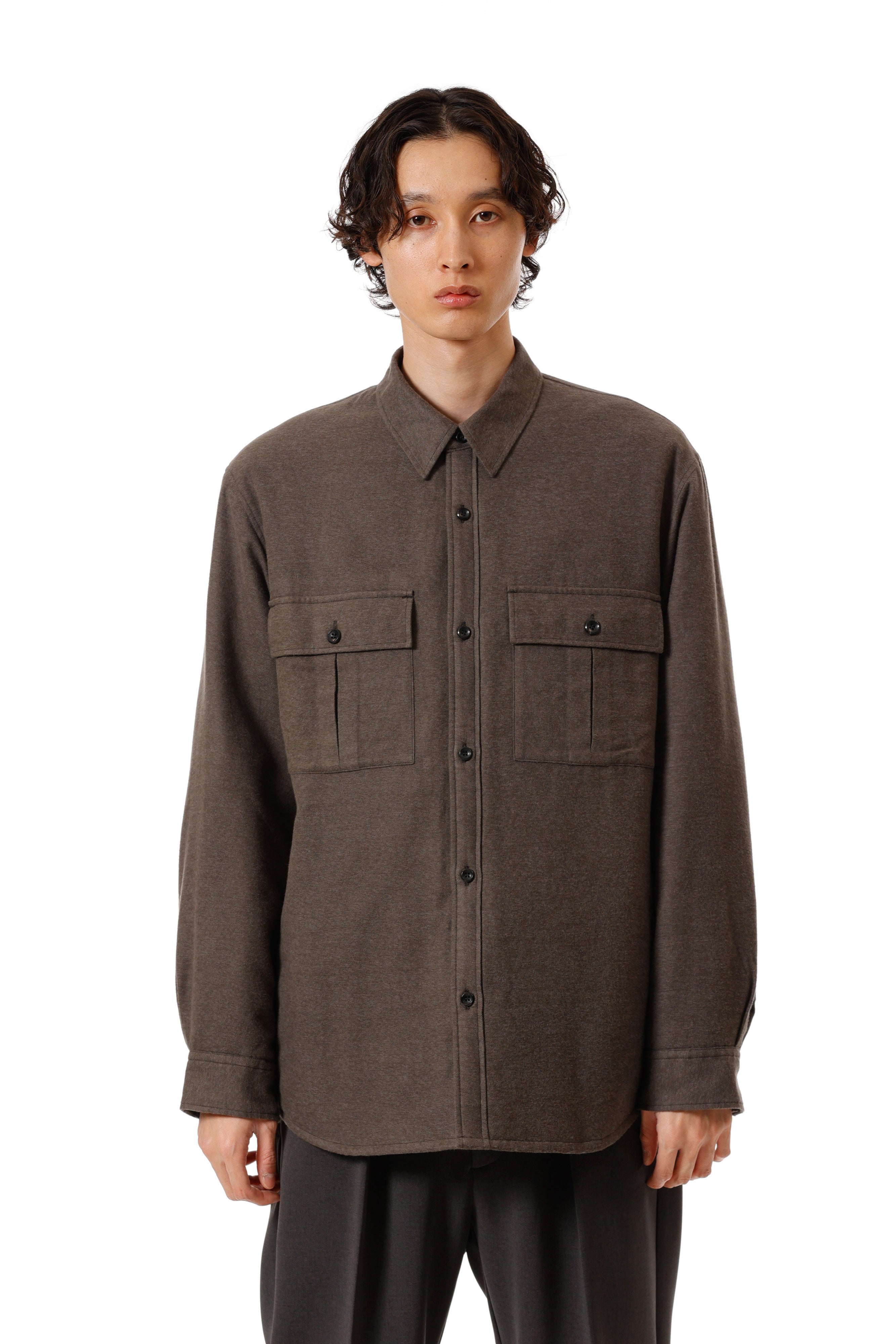 AS52-057 レーヨン/コットン/シルクフランネル パディングL/Sシャツ