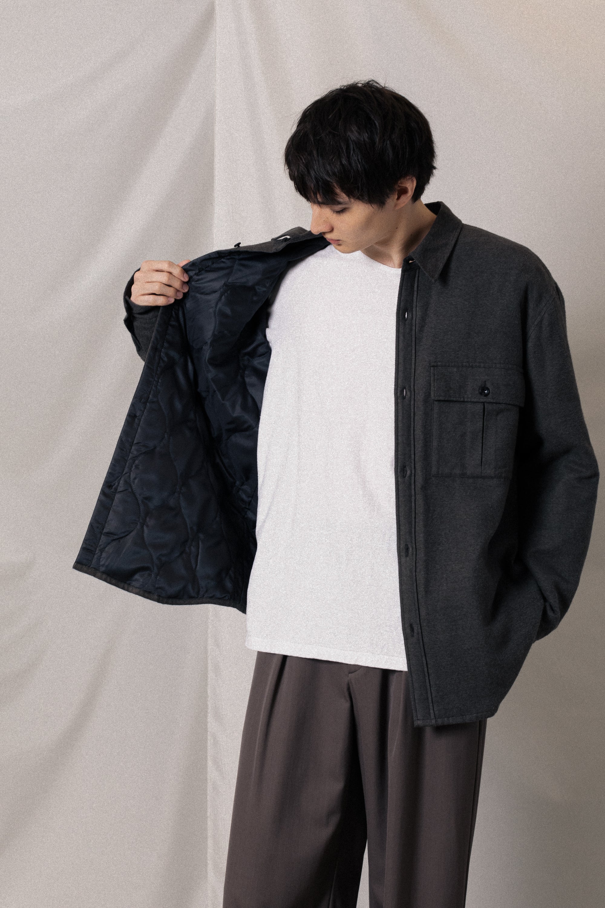 AS52-057 レーヨン/コットン/シルクフランネル パディングL/Sシャツ