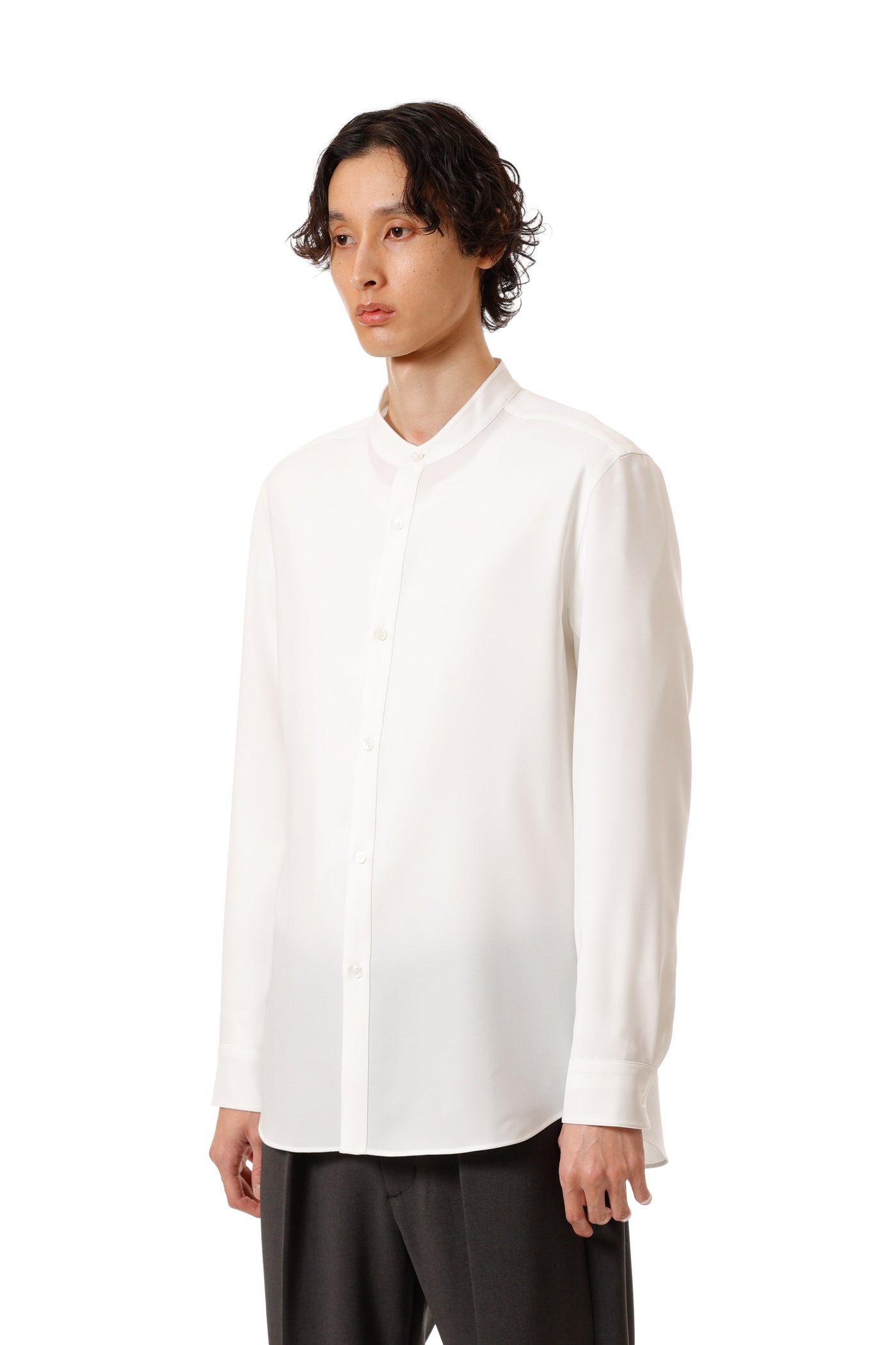 AS52-082 ポリエステルコンパクトツイル バンドカラードレスシャツ