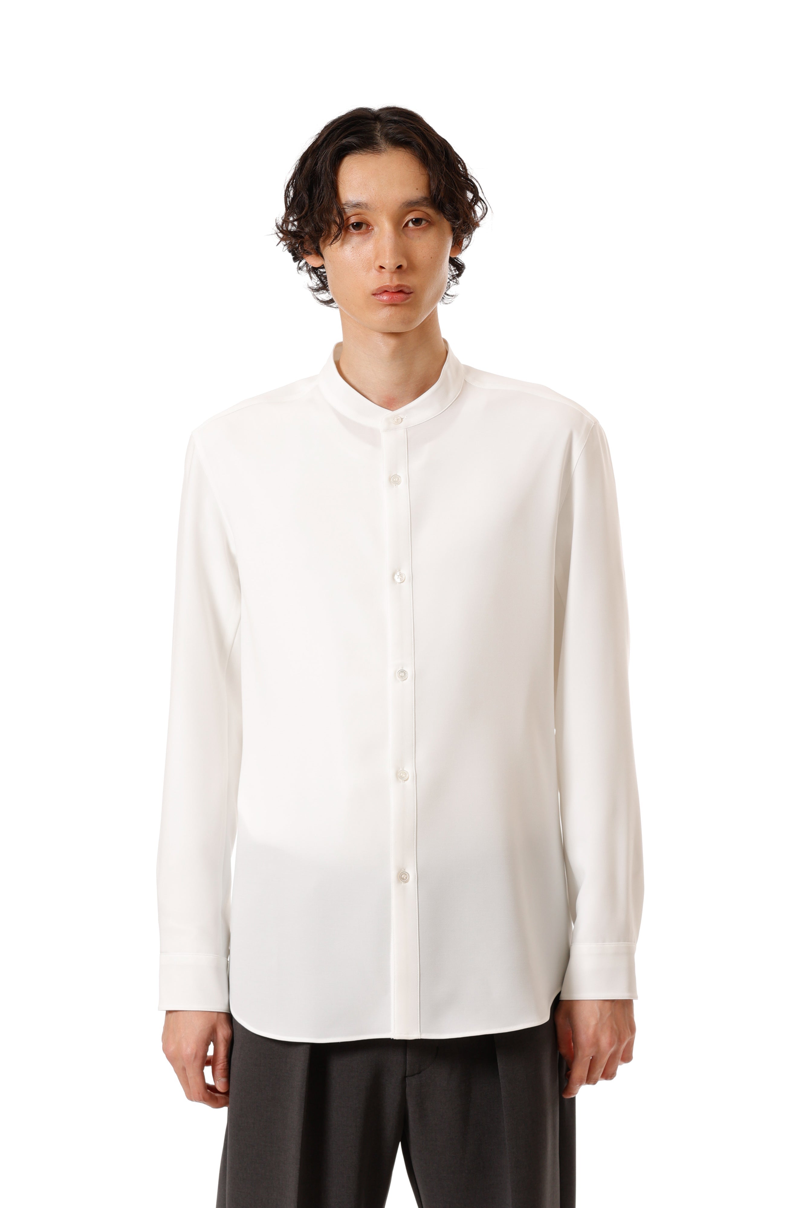 AS52-082 ポリエステルコンパクトツイル バンドカラードレスシャツ