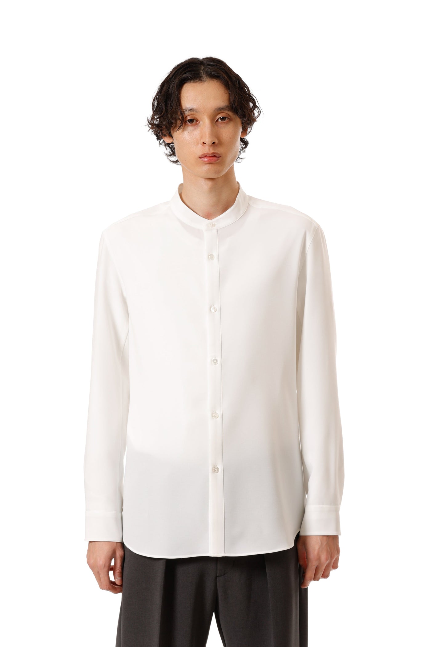 AS52-082 ポリエステルコンパクトツイル バンドカラードレスシャツ