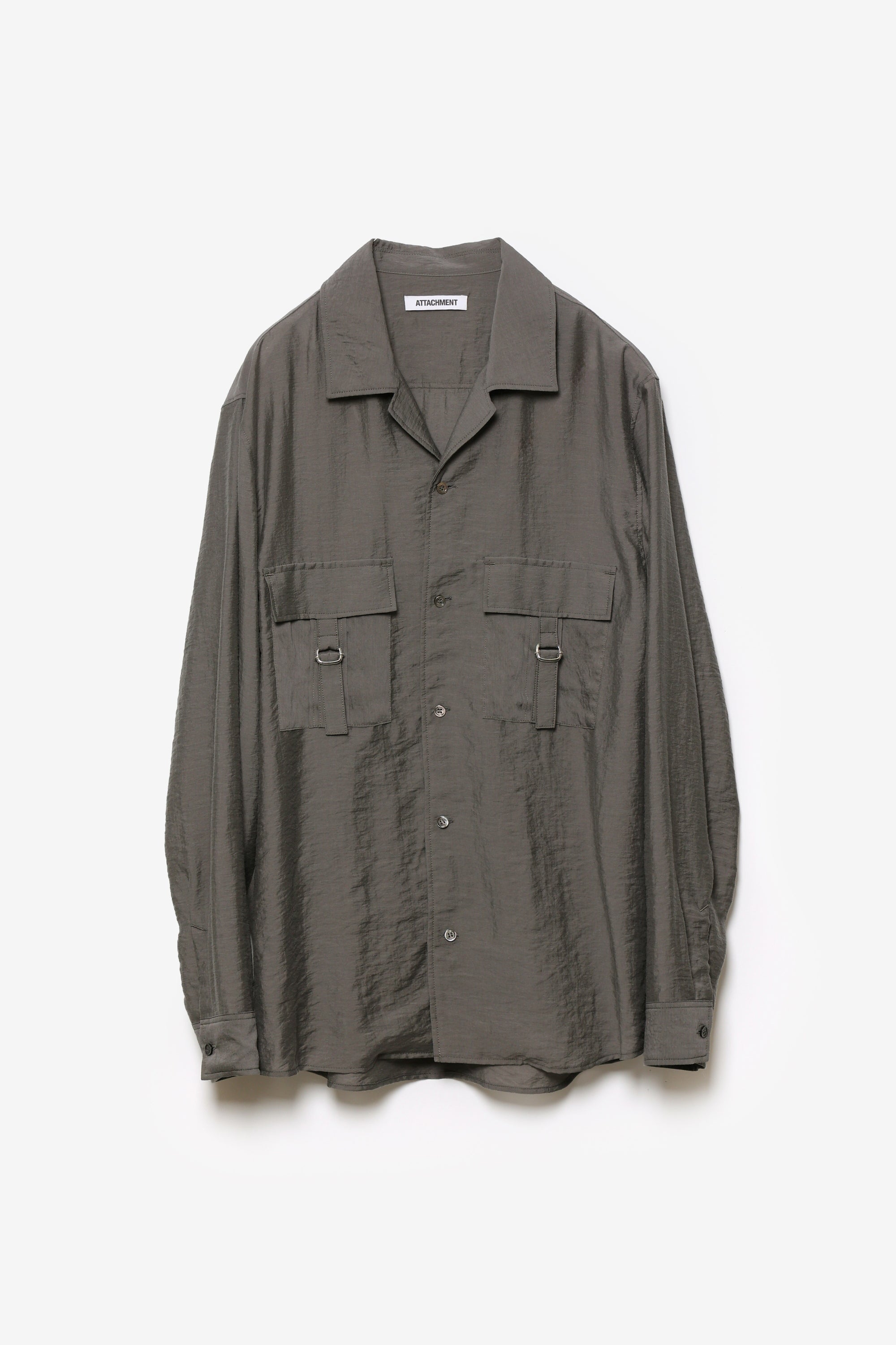 リヨセル/シルク ローン パッチポケットオープンカラーL/Sシャツ