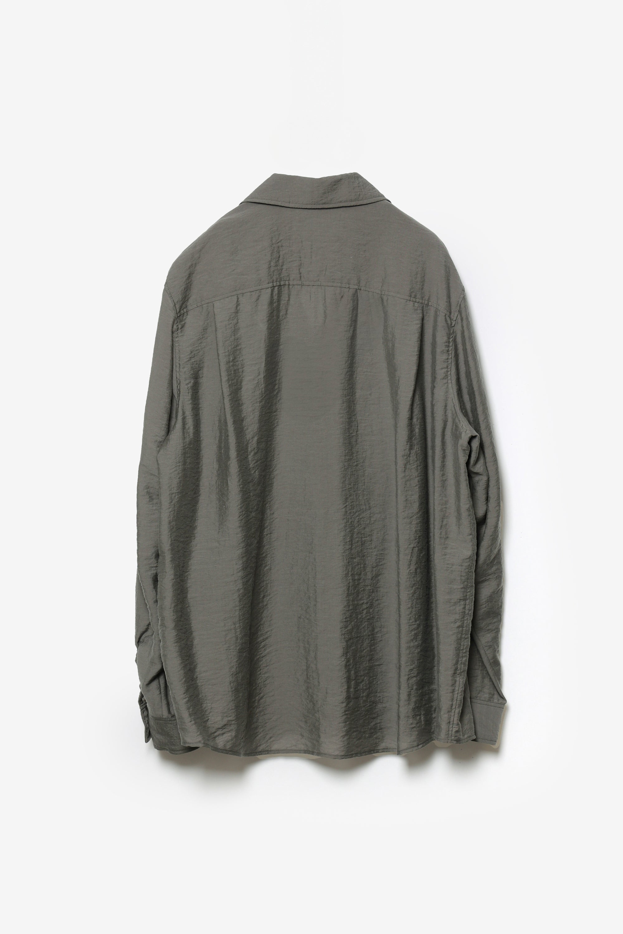 リヨセル/シルク ローン パッチポケットオープンカラーL/Sシャツ