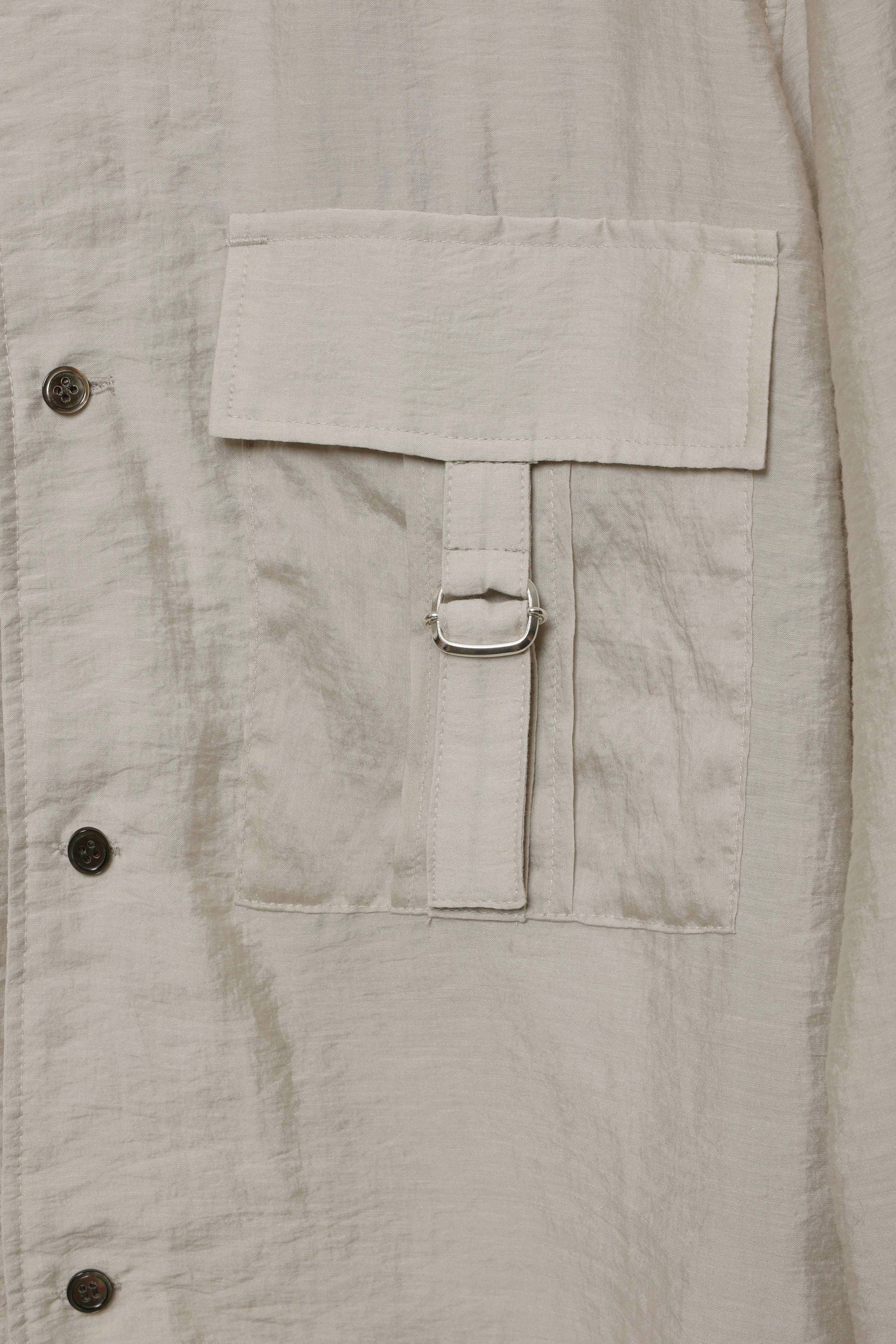 リヨセル/シルク ローン パッチポケットオープンカラーL/Sシャツ