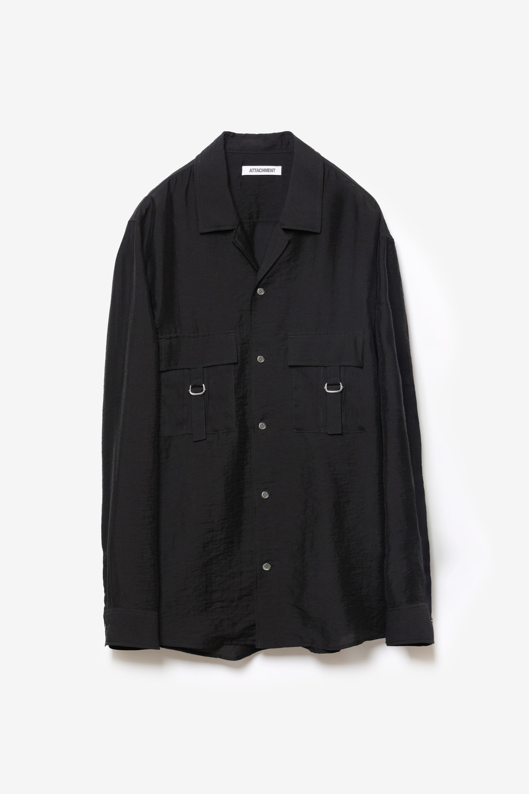 リヨセル/シルク ローン パッチポケットオープンカラーL/Sシャツ