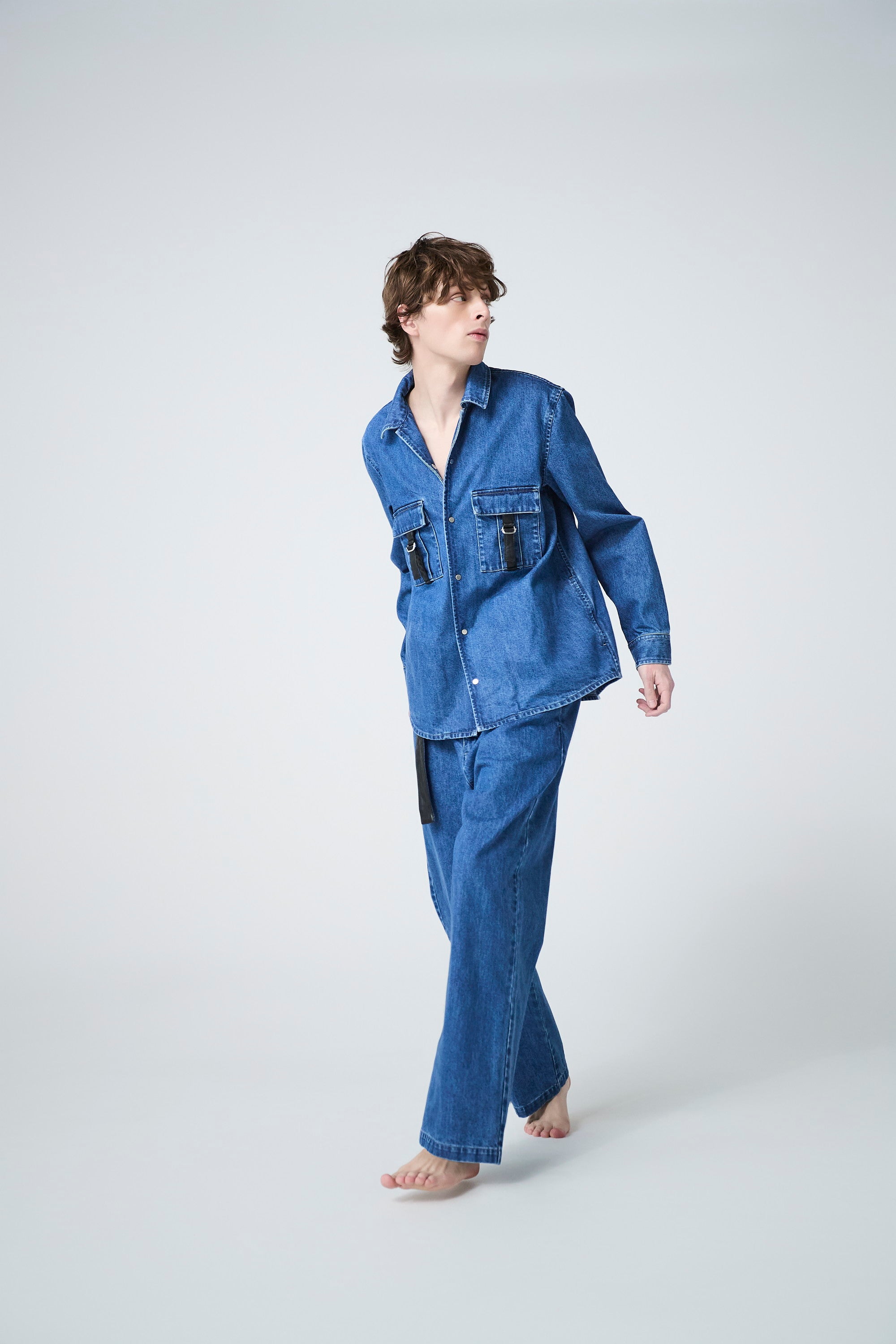 ATTACHMENT × JAPAN DENIM　LEATHER BELTED VINTAGE PANTS