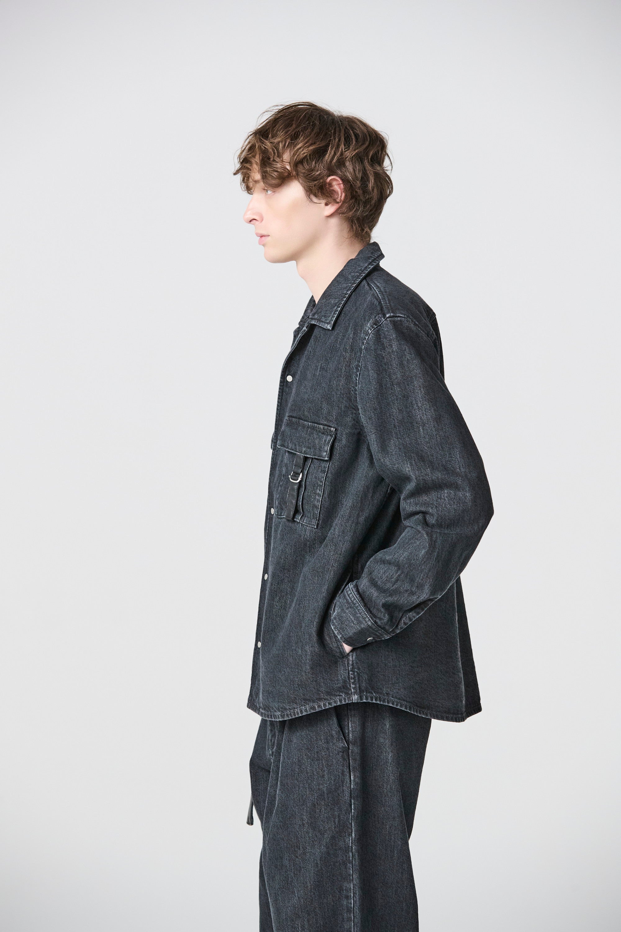 ATTACHMENT × JAPAN DENIM　LEATHER STRAP VINTAGE SHIRT JACKET