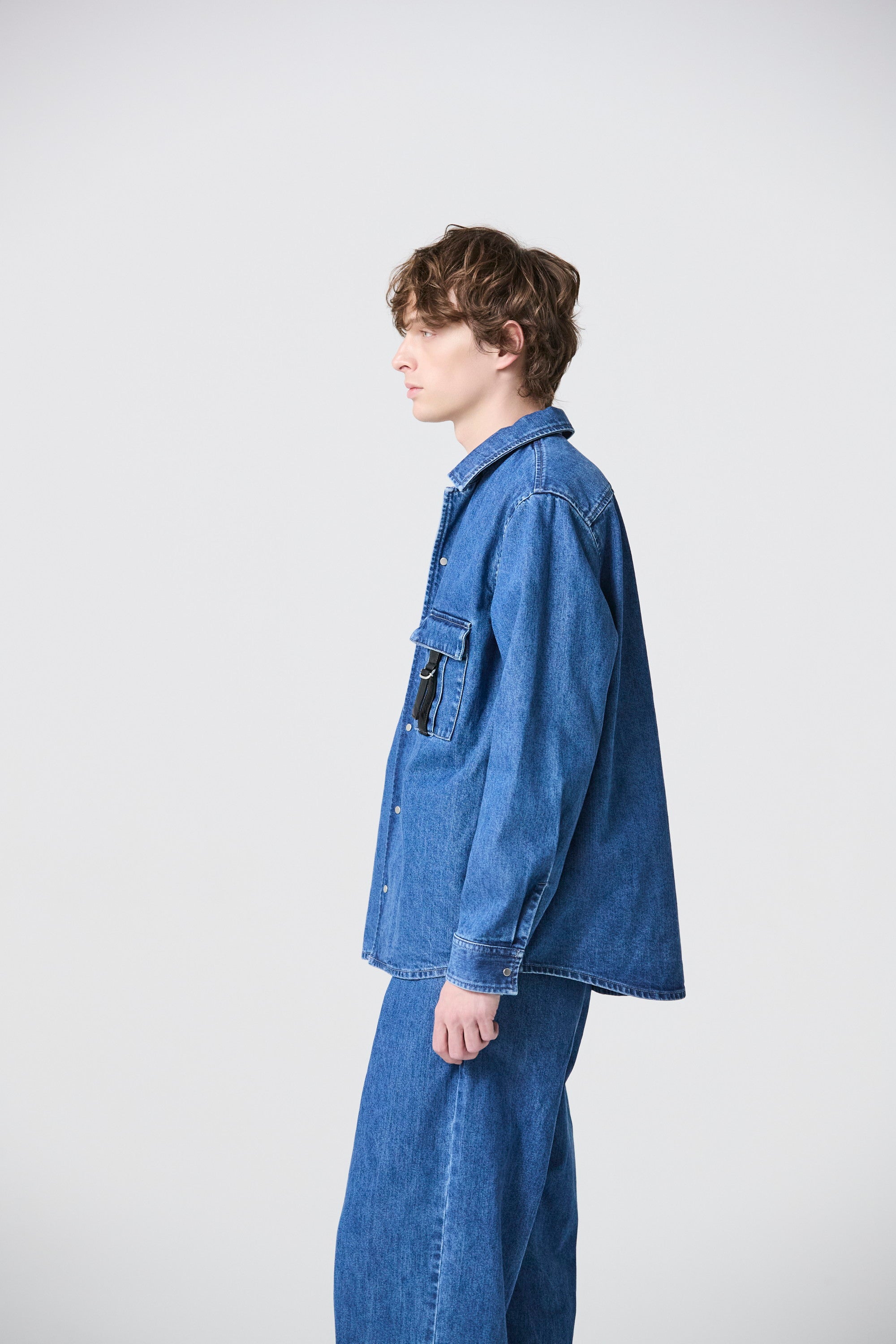 ATTACHMENT × JAPAN DENIM　LEATHER STRAP VINTAGE SHIRT JACKET