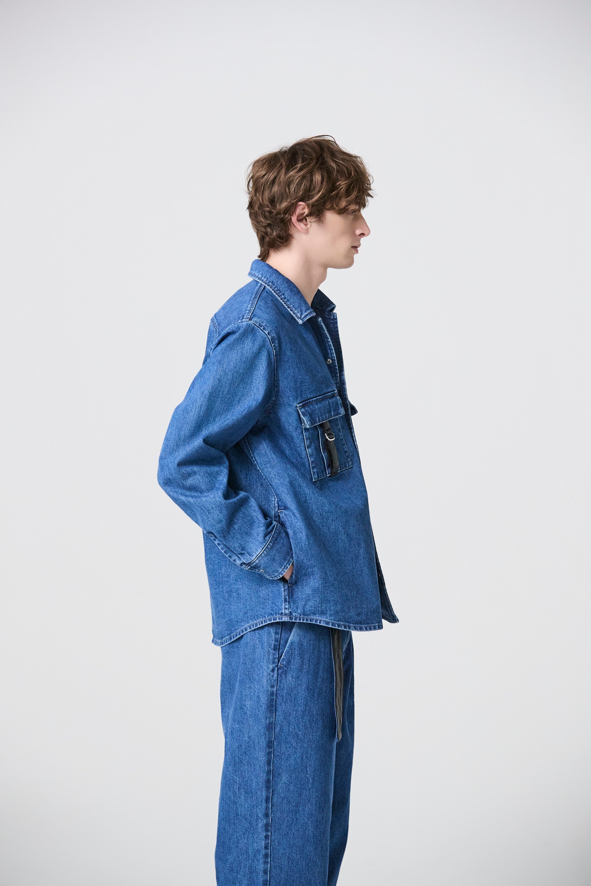 ATTACHMENT × JAPAN DENIM　LEATHER STRAP VINTAGE SHIRT JACKET