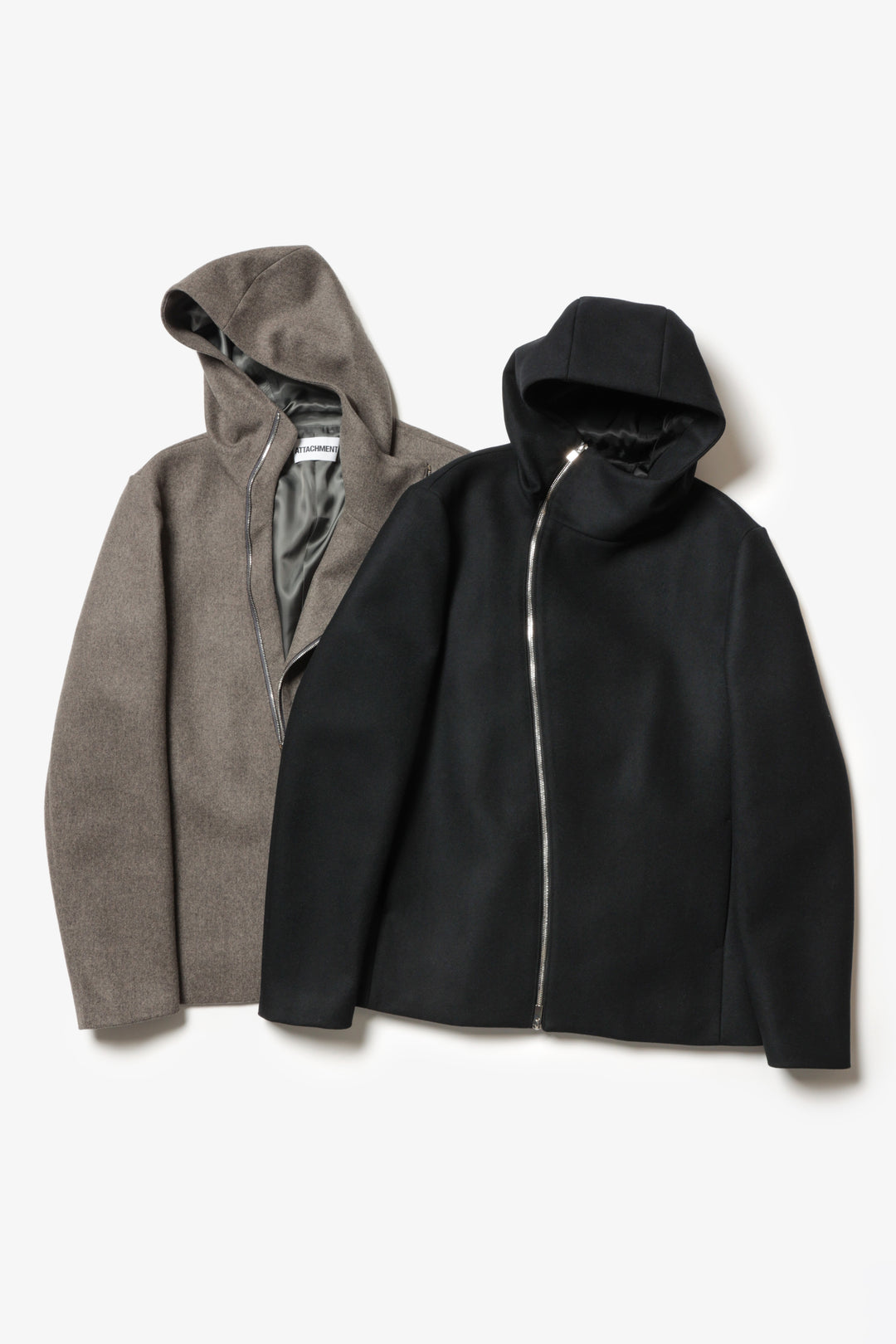 【美品】ウールカシミヤ　ロングコート　アタッチメント AC32-026 ウールカシミヤダブルメルトン ラウンドジップ