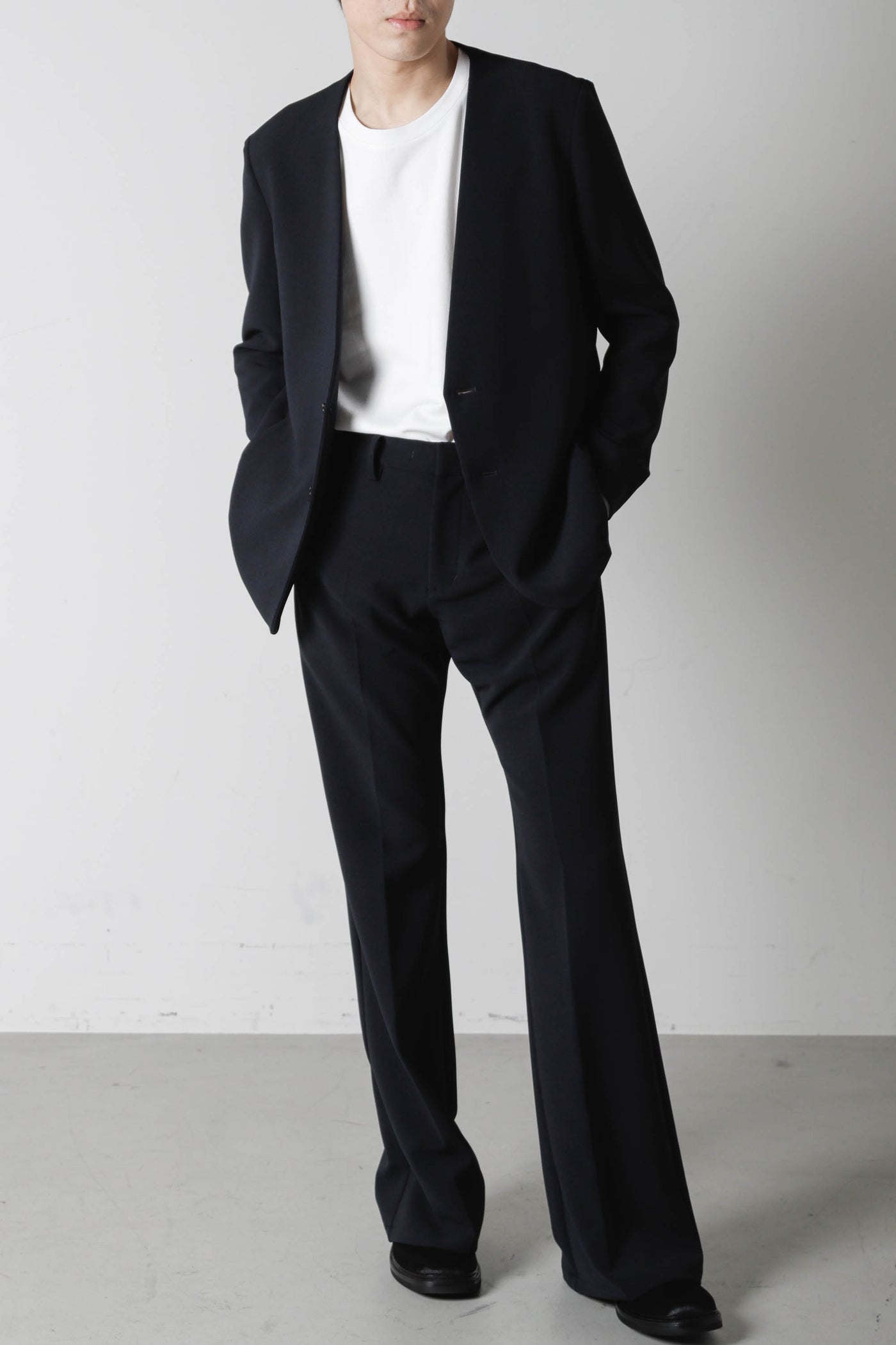 AP32-068 Polyester stretch double cross flare pants