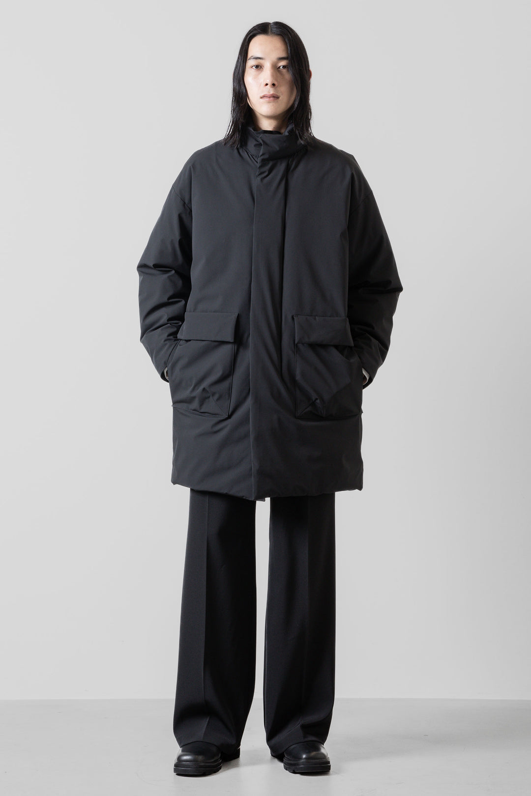 Liten コートブラック AC42-011 3レイヤーライトタフタ ユーティリティダウンコート