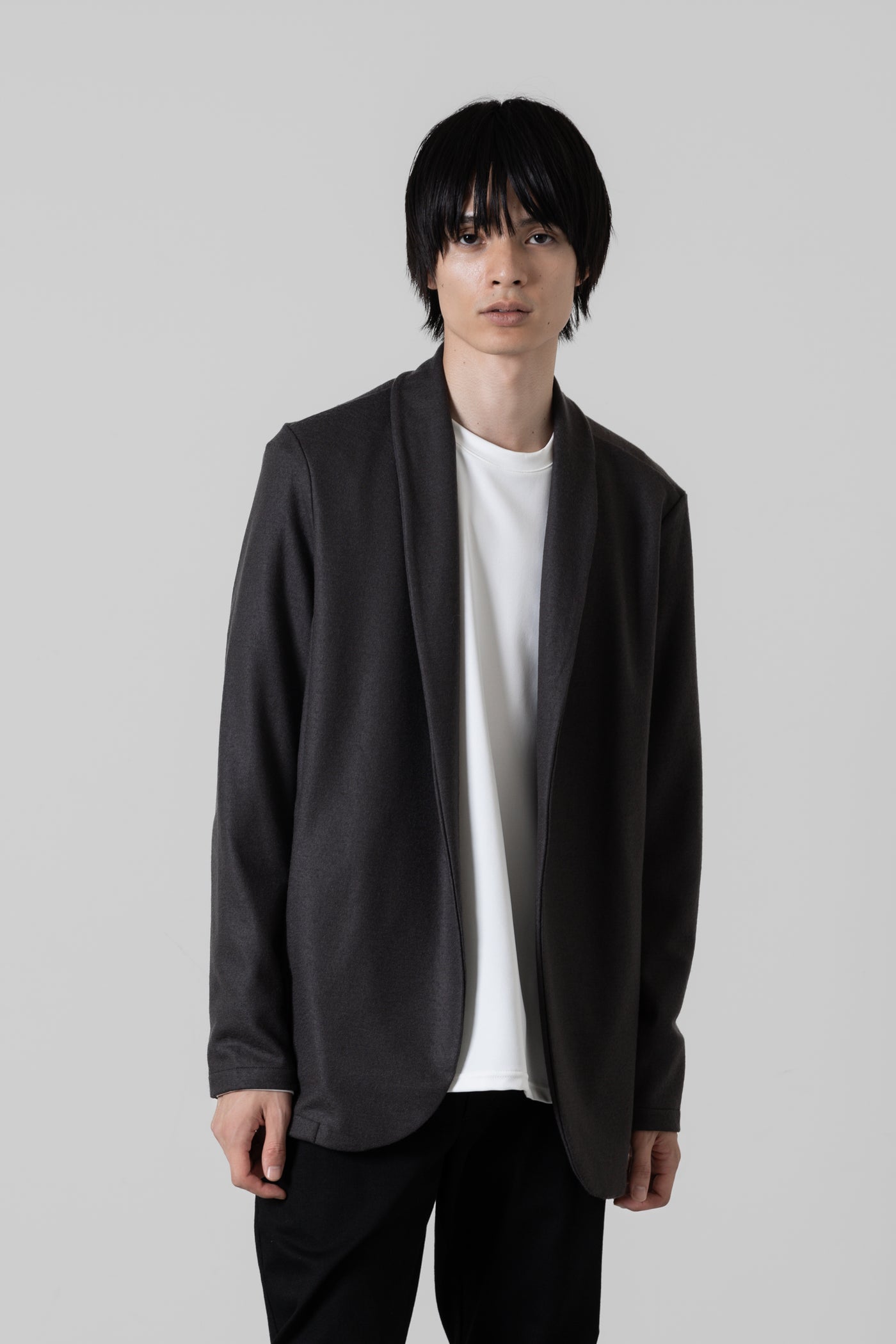 Limited item AJ32-034 Wool smooth stole cardigan