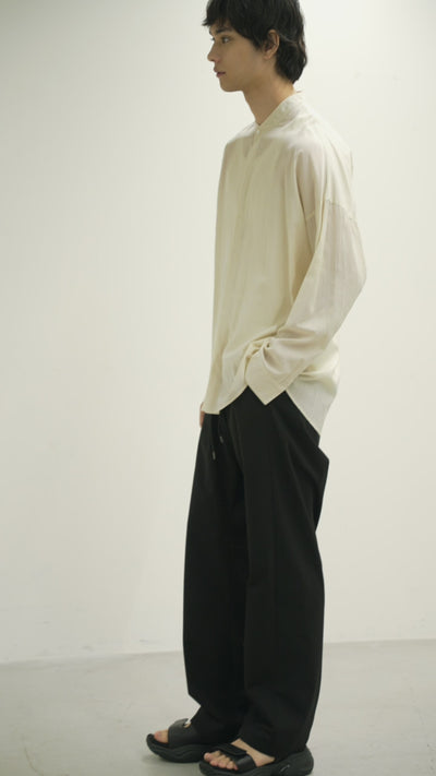 2月发售 AS41-070 人造丝/棉质提花大廓形立领衬衫 L/S