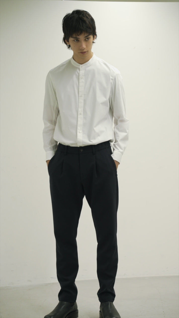 AS41-055 Cotton/Polyester Stretch Typewriter Band Collar Shirt