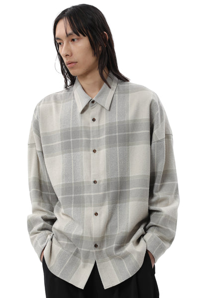 AS22-005 コットン/シルクフランネルチェック オーバーサイズシャツ